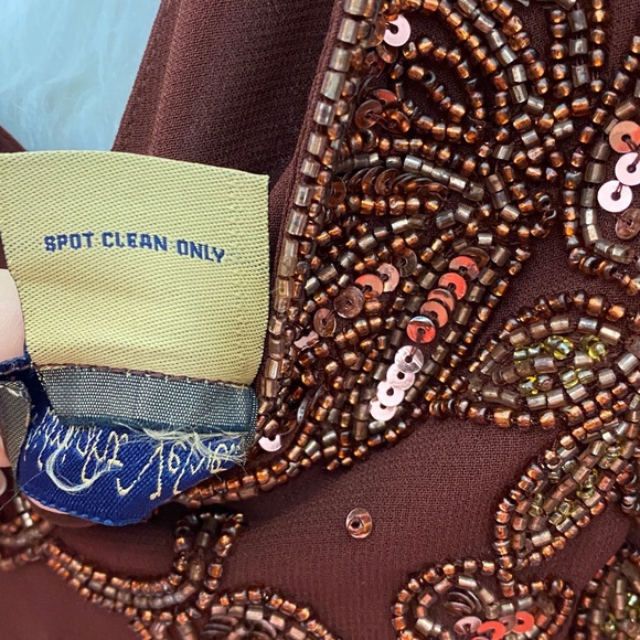 Midnight Velvet Brown Beaded Evening Gown - Picture 8 of 8